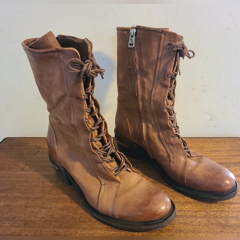 A.S.98 Ingram Tan Lace-Up Women's Boots Size 38